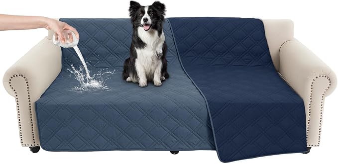 100% Waterproof Washable Dog Blanket, Berlin Blue+Navy Blue 68"x82" | , 7-Layer Reversible Couch Covers for Dogs Met for Sofa Furniture Car Camping