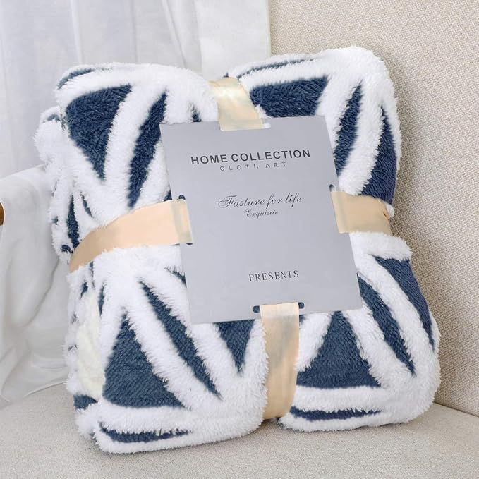 LOMAO Sherpa Fleece Blanket Gifts for Mom Dad Cozy Soft Throw Blanket for Women Men Birthday Gifts Dual Sided Couch Sofa Bed Blanket (Navy, 60''x80'')