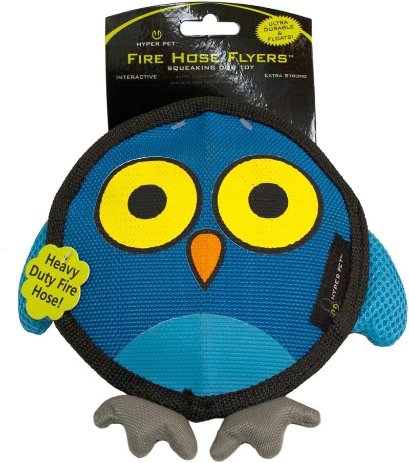 Hyper Pet Firehose Flyers Owl Durable Squeaky Dog Toy Grey 7.5 x 1.2 x 8.2 inches (Pack of 12)