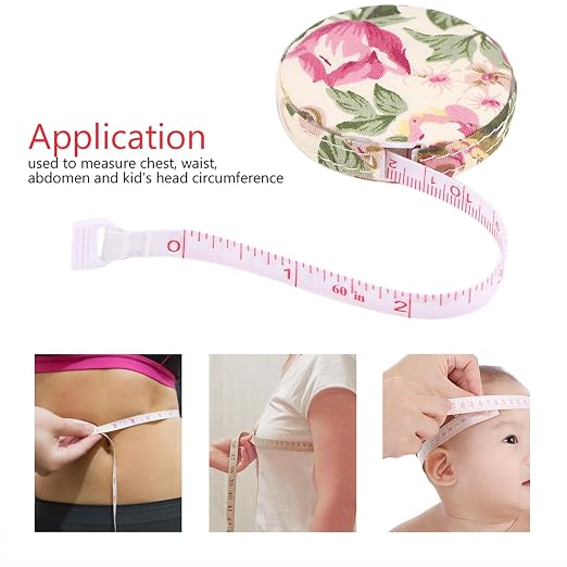 Haofy 150cm 60in Retractable Tape Measure for Body Fitness Measuring Chest Waist Hip Thigh Arm Shank Suitable for Adults Children Workout Tracking (Garden Rose No. 2)