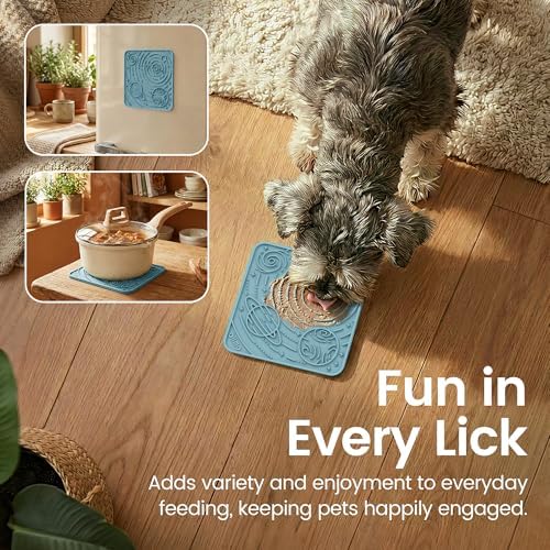 OHMO Lick Mat for Dogs&Cats, Space Pattern, Small, 2pcs, Dark&Light Blue