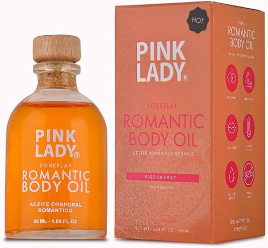 Romantic Body Oil Passion Fruit - 1.90 fl oz / 56 ml - Kissable Warming Body Treat for Foreplay Fun, Water Based (Passion Fruit)