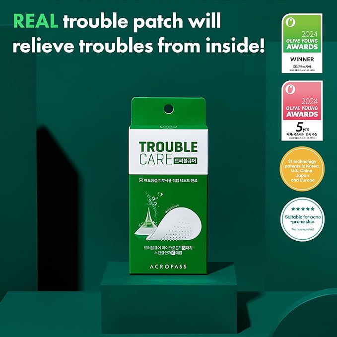 ACROPASS Trouble Care Microcone Acne Patch, Spot Care for Early Pimple and Zits, Hydrocolloid & Niacinamide for Blemishes (Regular Size - 6count)