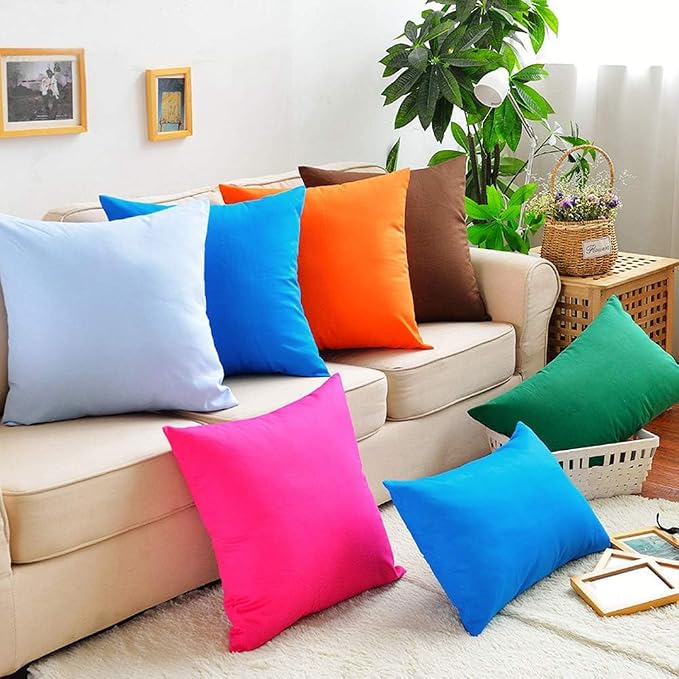 Thmyo 4-Pack 100% Cotton Lumbar Comfortable Solid Decorative Throw Pillow Case, Rectangle Cushion Cover Pillowcase Sublimation Blank Pillow Covers DIY Throw Pillowcase(12x20inch/30x50cm, Blue)