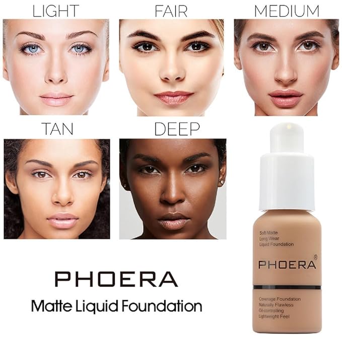 2 Pack PHOERA Foundation 105 Sand Makeup,Full Coverage Foundation for Women and Girls