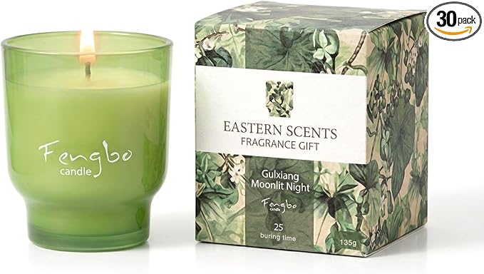 Moonlit Osmanthus Scented Candle, Decorative Colored Glass Jar with Natural Soy Wax, Aromatherapy Non Toxic with Essential Oil, Relaxing Candle Gifts for Women, Candles for Home Scented