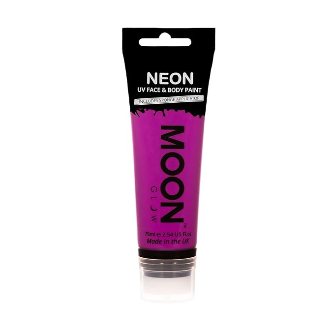 Moon Glow Supersize 2.54oz Blacklight Neon UV Face & Body Paint - Intense Purple - with sponge applicator