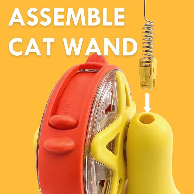 Interactive Cat Toy for Indoor Cats, Ferris Wheel Cat Treat Dispenser Teaser Wand & Suction Cup Base, w/Spoon, Puzzle Feeder Toy for Exercise, Mental Stimulation, Slow Feeding