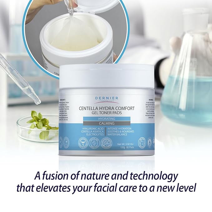Dernier Gel Toner Patches – Hydrating Pads with Gotu Kola – Moisturizing & Calming Hydrogel Skincare Treatment Face Mask– Regenerative Formula to Improve Firmness & Elasticity | 100g - 80 Pads