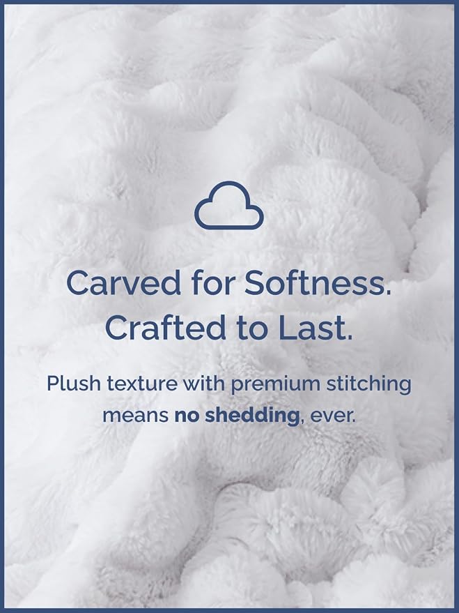 3D Fleece Bubble Blanket Queen Size - Rabbit Blanket - 90" x 90", White | Soft Fluffy Faux Fur Blanket for Couch Sofa & Chair, Cozy Gifts for Women, Tie Dye Cloud Throw Bed Cover, Thick Plush Bedding