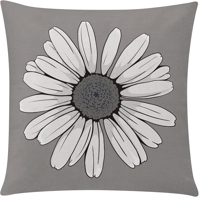 COMMINY Grey Pillow Covers 18x18 Set of 6 Decorative Daisy Flower Throw Pillow Cover for Couch Modern Cushion Cover for Patio Living Room Cushion Bed Farmhouse Home Decor | Flower Bloom, Farmhouse Cushion Cover, Breathable Linen, Standard Throw Pillow ...