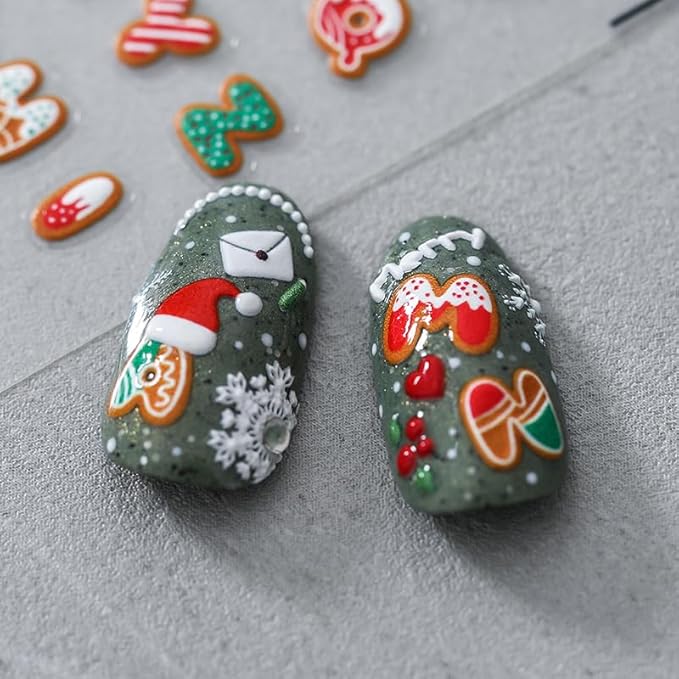 Christmas Nail Stickers for Nail Art, 5D Embossed Self-Adhesive Number Nail Decals, Nail Supplies Nail Art Design Accessories for Women and Girls Manicure DIY Decoration