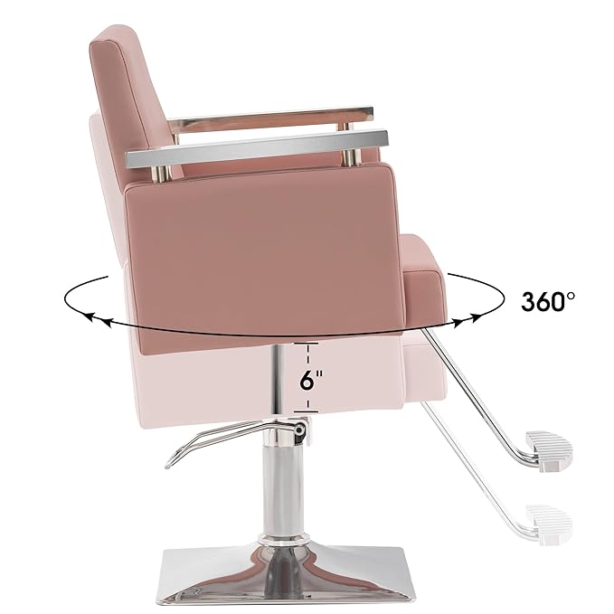 BarberPub Classic Hydraulic Barber Chair Styling Salon Chair for Hair Stylist Beauty Spa Equipment 8808 (Pink)
