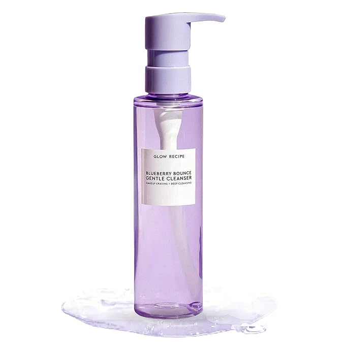 Glow Recipe Blueberry Bounce Exfoliating Face Wash - Foaming Facial Cleanser, Makeup Remover & Clarifying Mask - Hydrating Hyaluronic Acid & Gentle AHA for Sensitive Skin - Korean Skincare, 160ml