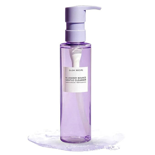 Glow Recipe Blueberry Bounce Exfoliating Face Wash - Foaming Facial Cleanser, Makeup Remover & Clarifying Mask - Hydrating Hyaluronic Acid & Gentle AHA for Sensitive Skin - Korean Skincare, 160ml