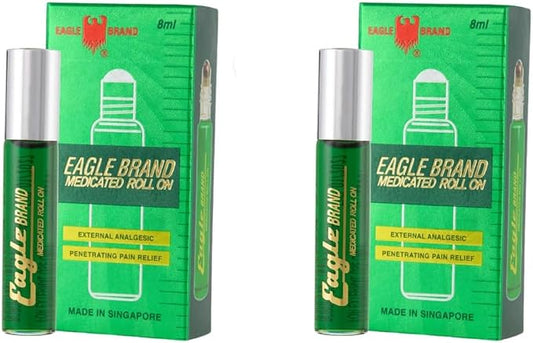 1 Pack - Twin Green Roll On Essential Medicated Oil - Hai Chai Dau LAN Con O Xanh - 8mL per Bottle x 2 Bottles per Order - Made in Singapore