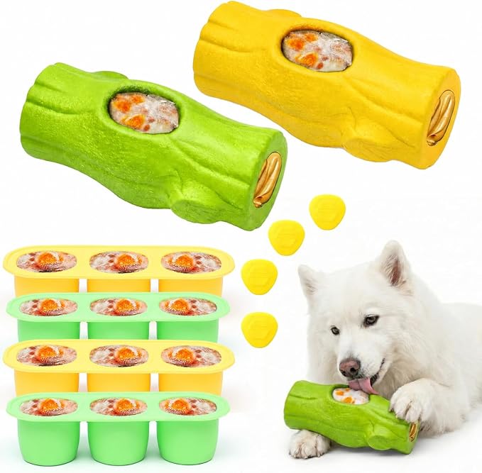 2 Pack Dog Toys for Aggressive Chewers Yellow & Green