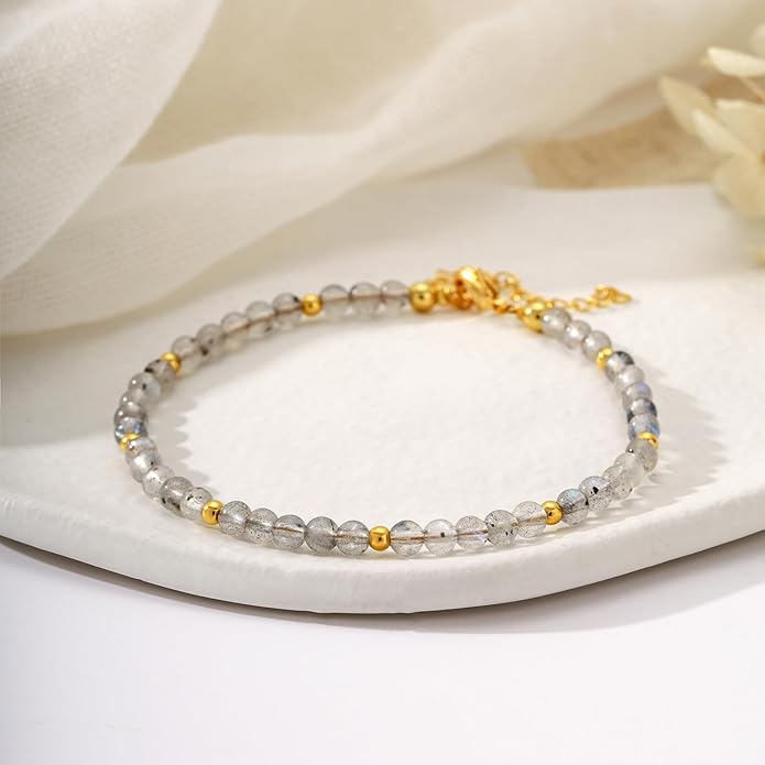 Natural Healing Crystal Bracelet for Women, Anxiety Relief Healthy Pregnancy Triple Protection Citrine Jewelry Gift for Friends Daughter Sister Mom Colleague