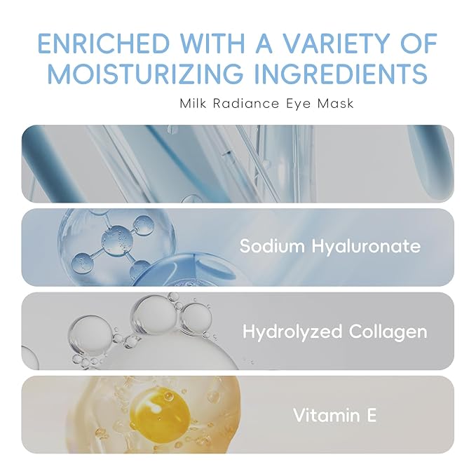 AKARY Milk Under Eye Patches 60PCS, for Dullness, Fine Lines & Dryness, Hydrating Eye Pads with Hyaluronic Acid, Firming & Nourishing, Enhance Elasticity, Radiant Glow, Mask Skincare for Women & Men