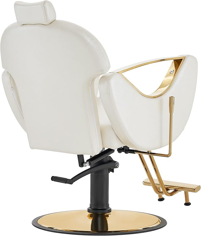 BarberPub Luxurious Classic Barber Chair Hydraulic Pump Recline Beauty Spa Styling Salon for Hair Stylist Equipment 9578 (Champagne)