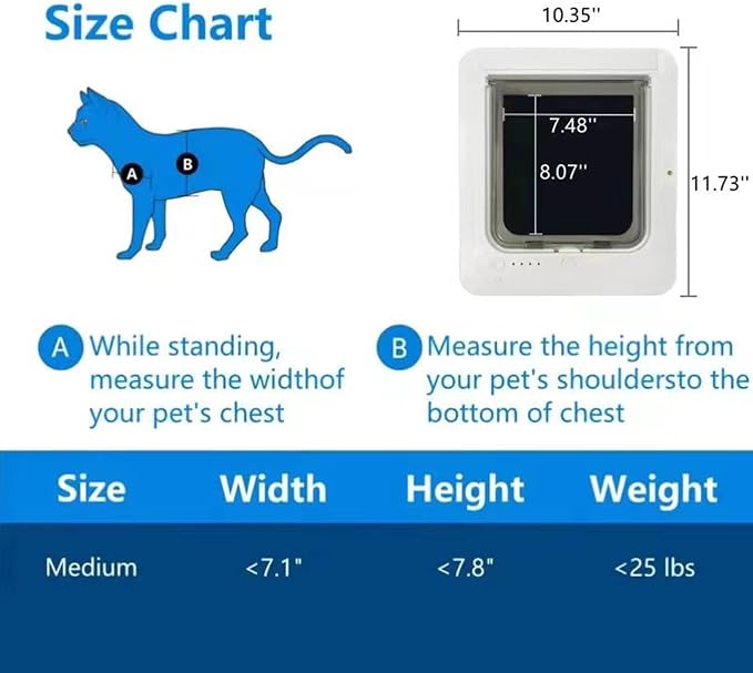 Frid Smart Cat Door with for Indoor Outdoor Pets Continued Metal Pet Door Easy Installation Modern Design
