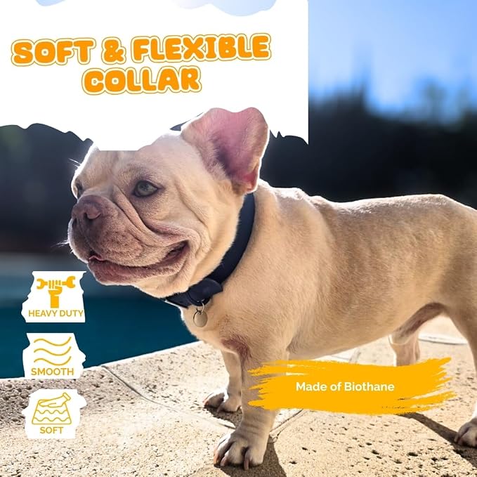 Waterproof Dog Collar, Soft Comfortable Pet Collars, Adjustable Odor Proof Heavy Duty Dog Collars Easy to Clean for Large, Medium Small Dogs by Bee N Buu (Blue, Large (length15.5-19.5", Width 1"))