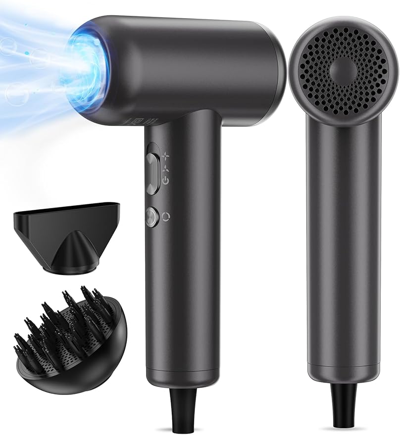 Hair Dryer,160000 RPM Professional HighSpeed lonic Blow Dryer for Fast Drying 500 Million Negative lons Blow Dryer with Diffuser for All Hair Types Lightweight for Home and Travel (Brown)