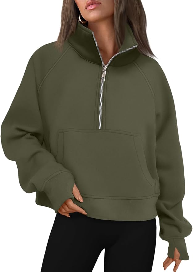 AUTOMET Womens Sweatshirts Half Zip Fleece Pullover Fall Outfits | Fall Fashion Clothes 2026,Cropped Sweatshirts,Cute Y2k Tops,Quarter Zipper Sweater,Winter Loungwear Outfits