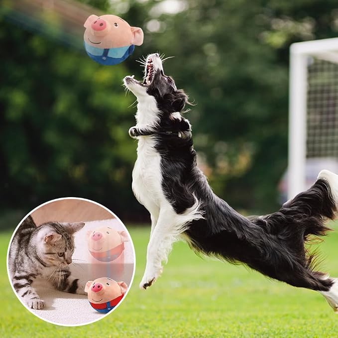 Interactive Dog Toys,2024 New Active Moving Pet Plush Toy,Squeaky Moving Dog Ball Toy,Rechargeable Puppy Toys to Keep Them Busy,Washable Pig Plush Toys(Tiger)