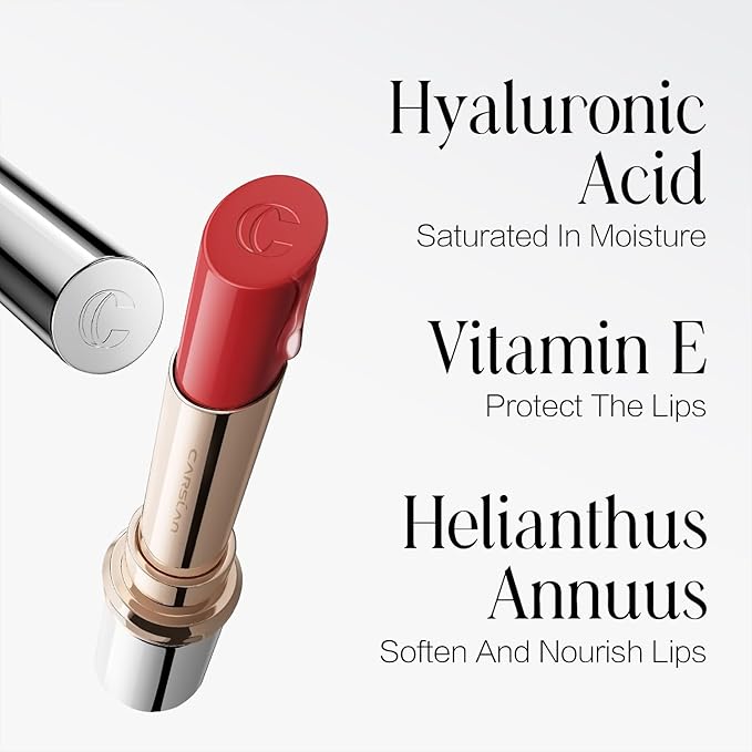 CARSLAN Flood Kissed Lipstick, Hydrating Lip Color Makeup, Natural Lip Gloss Finish with Hyaluronic Acid Formula, Shiny, Smooth, W01