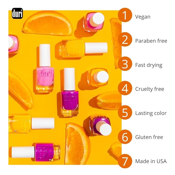 duri Nail Polish, 743 Head Over Heels, Pink Shimmer, Glossy Finish, Semi-Sheer Coverage, Quick Drying, Lasting, 0.45 Fl Oz