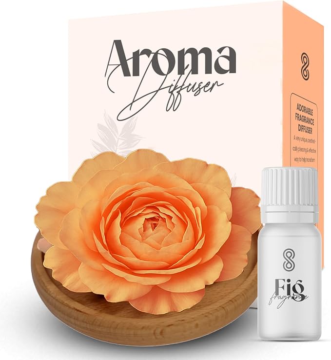 Aroma Diffuser Diatomite Tree Peony Flower Oil Diffuser with Aromatherapy Fragrant Oil Diffusers for Home, Room Decor Fig Fragrance 10 ML (Diatomite Tree (Orange))