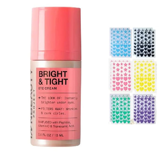 NAPH iNNBEAUTY PROJECT Bright & Tight Dark Circle Firming Eye Cream with Vitamin C & Peptides (0.5 oz / 15 mL) + Bonus Acne Patch (36 Pieces)