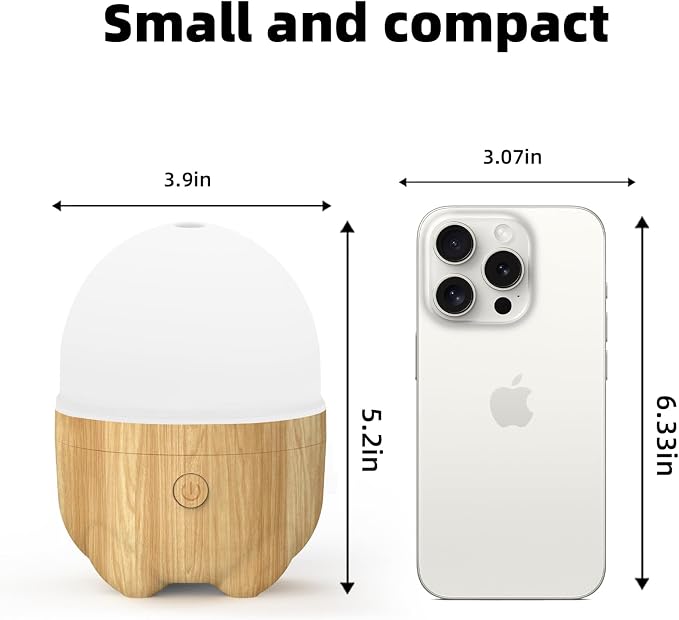SEEDSEEL 150ML Rechargeable Battery Essential Oil Diffuser, Portable Cordless Aromatherapy Diffuser with 7 LED Color Changing Lights, for Bedroom, Office, Outdoor