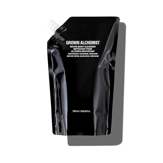Grown Alchemist Revive Body Cleanser Refill Pouch. Cedarwood, Tangerine, Geranium. Gentle Body Wash. Hydrates & Cleanse Skin, (1L).
