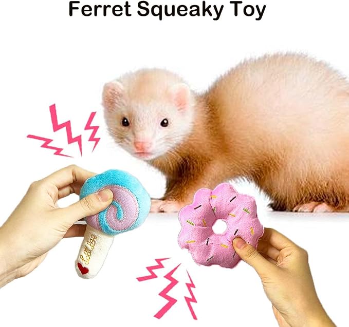 16 pcs Ferret Squeaky Enrichment Toys Set Rubber Balls Ferret Teeth Grinding Chewing Balls Teething Bouncy Bell Ball Interactive Sound Squeaker Toy Exercise Scratch Chew Toy for Ferrets Pet Cat Dog