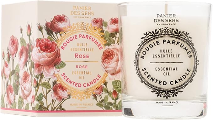 Panier des Sens Rose Long-Lasting Scented Candle, 6.3 oz | Hand-Poured In Provence | Up To 55 Hours Burn Time | 100% Natural Cotton Wick | Long-Lasting French Home Fragrance