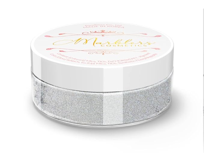 MARBLERS Chunky Natural Mica Powder [Cool Space Pearl] 0.11oz (3g) | Highly Pigmented | Non-Toxic, Vegan, Cruelty-Free | Eyeshadow, Body Butter, Nail Polish, Nail Art | Party, Body, Face Makeup