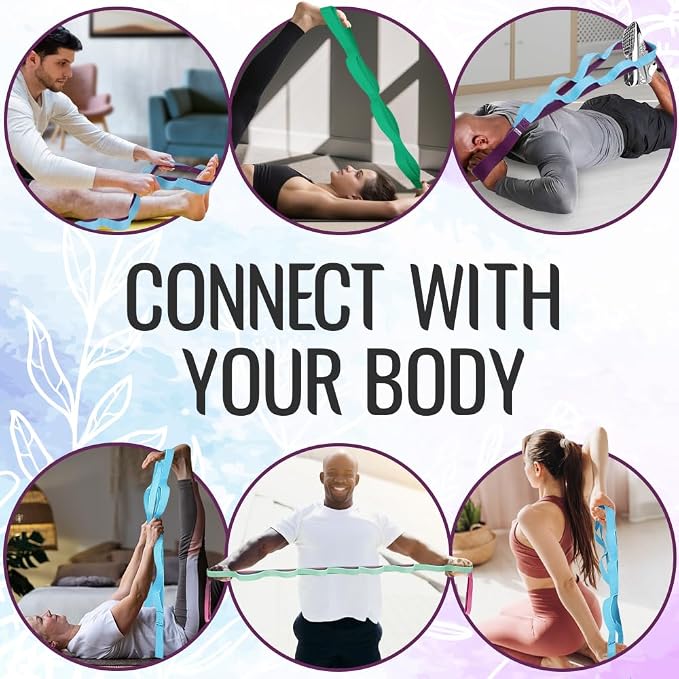 TECEUM Stretching Strap with 10 Loops for Physical Therapy & Rehab | Non-Elastic Yoga Stretch Band for Hamstring, Leg, Hip & Knee Rehab, Pilates, Flexibility & Mobility Exercises for Men & Women