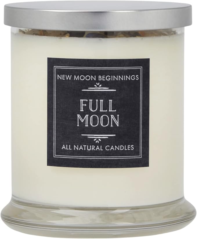 New Moon Beginnings Full Moon Candle - Purification & Cleansing - Floral, Citrusy, Warm, Sweet - Jasmine, Violet, Bergamot - 12oz Glass Jar