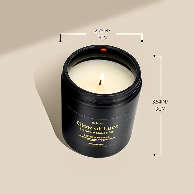 Luxury Candle Gift for Men – Cedarwood & Vetiver Soy Candle, Handcrafted Black Jar, 7.05oz, 42-Hour Burn, Premium Masculine Fragrance for Home Décor