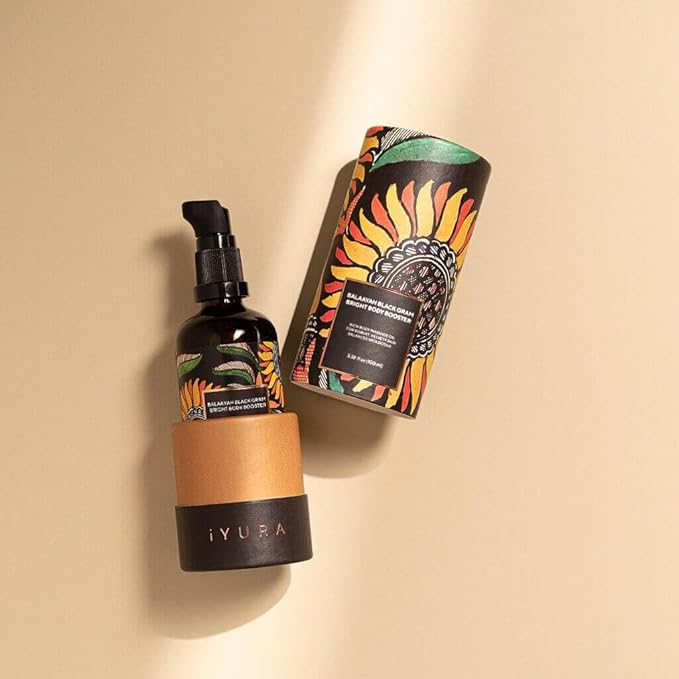 iYURA Balaayah Black Gram Bright Body Booster Oil | Ayurvedic Massage & Moisturizing Body Oil | Luxurious, Fast-Absorbing & Non-Sticky | 3.38 fl oz