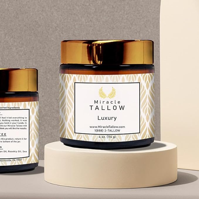 Natural Nourishing Tallow Balm for Skin Care - Handcrafted for Dry Skin - Organic Grassfed Beef Tallow - Perfect for Sensitive Skins - Hydrating & Healing (Luxury)