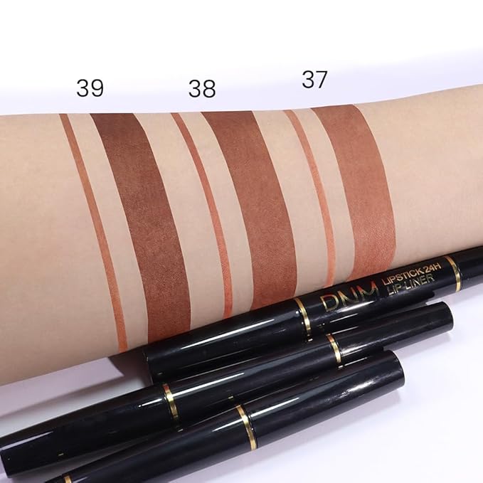 BINGBRUSH 3Pcs Double Ended Nude Dark Brown Velvet Matte Lip Liner and Lipstick Makeup Combo Set for Women,Lipliner 24 Hours Original Waterproof Long Lasting Lip Stains Pencil Kit Set