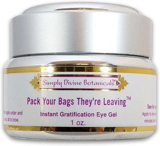 Simply Divine Botanicals Pack Your Bags They're Leaving Eye Gel - Natural and Organic Treatment to Hydrate and Instantly Reduce Puffiness, 1 oz