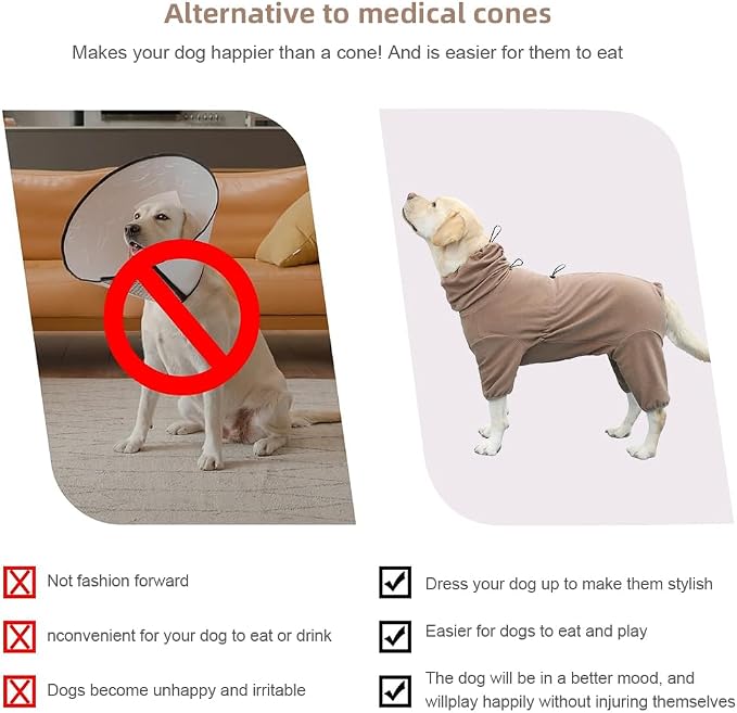 Dog Pajamas for Large Dogs,Extra Large Stretch, Suitable for Adult, Medium-Sized Dogs, Large Pet Jumpsuit Four-Legged Dog Clothes, Pet Clothing. (Coffee Color, 5XL)