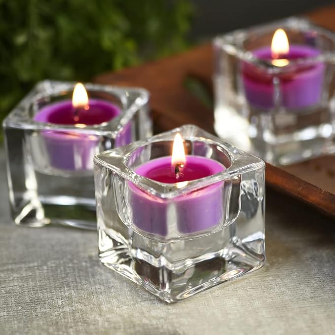 DEYBBY Natural Lavender Scented Soy Wax Tealight Candles Bulk, Aromatherapy Luxury Tea Candle Set of 24-4 Hour Burning Great Gift