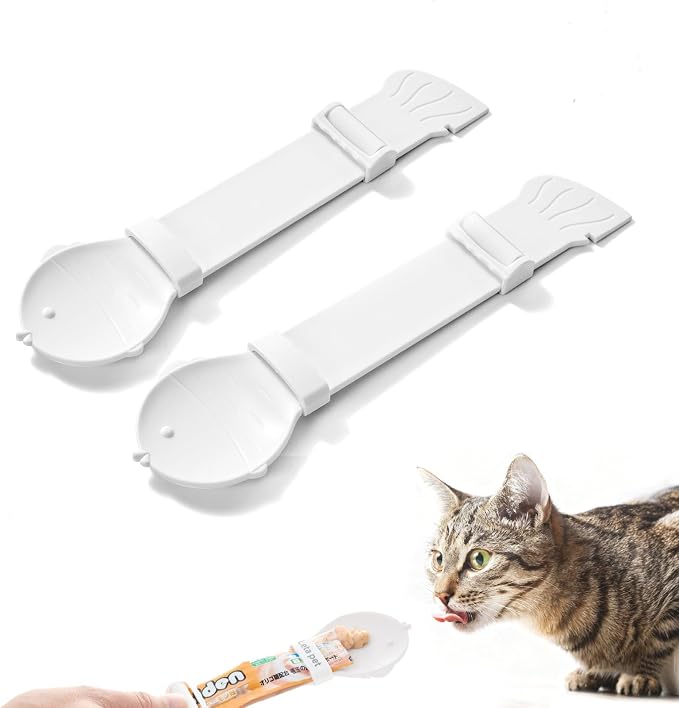 Bowerbird 3-in-1 Multi-Function Food Spoon & Can Opener with Squeeze Feeder Tube | Feeding Spoon for Wet Food, Cat Treats & Supplements | Cat Strip Feeder for Easy Lickable Treats (2PCS)