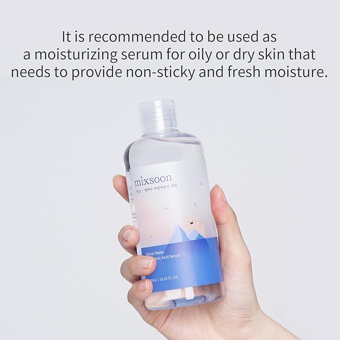 mixsoon Glacier Water Hyaluronic Acid Serum - Non-greasy Hydration Booster, Firming Facial Serum For Radiant, Dewy Skin - Korean Serum for Glass Skin (1.01 fl.oz / 30ml)