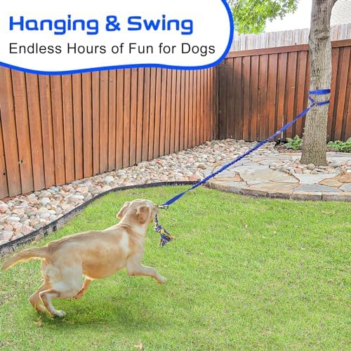 XiaZ Tug of War Dog Toy, Interactive Dogs Toy Bungee Hanging Tether with 2 Chew Rope Toys, Heavy Duty Puppy Outdoor Activity Aggressive Chewers Best Small to Large Boredom Exercise and Play (Blue)